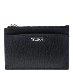 Tumi Black Leather Sinclair SLG Slim Card Case For Men