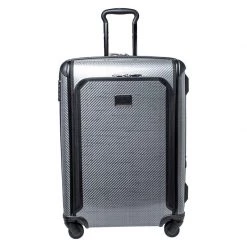 TUMI Grey Carbon Fiber Effect Hardcase 4 Wheel Tegra Short Trip Expandable Packing Case Luggage For Men