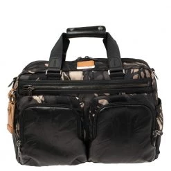 TUMI Black Camouflage Fabric And Leather Alpha Bravo Hunter Satchel For Men