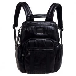 TUMI Black Leather Alpha Bravo Nellis Backpack For Men