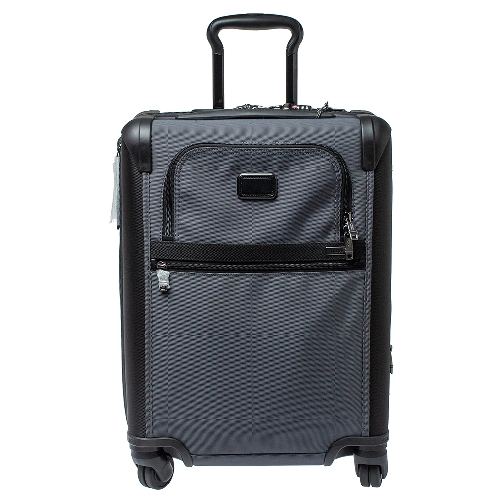 Tumi Grey/Black Nylon Alpha 2 Continental Expandable 4 Wheel Carry On Luggage For Men