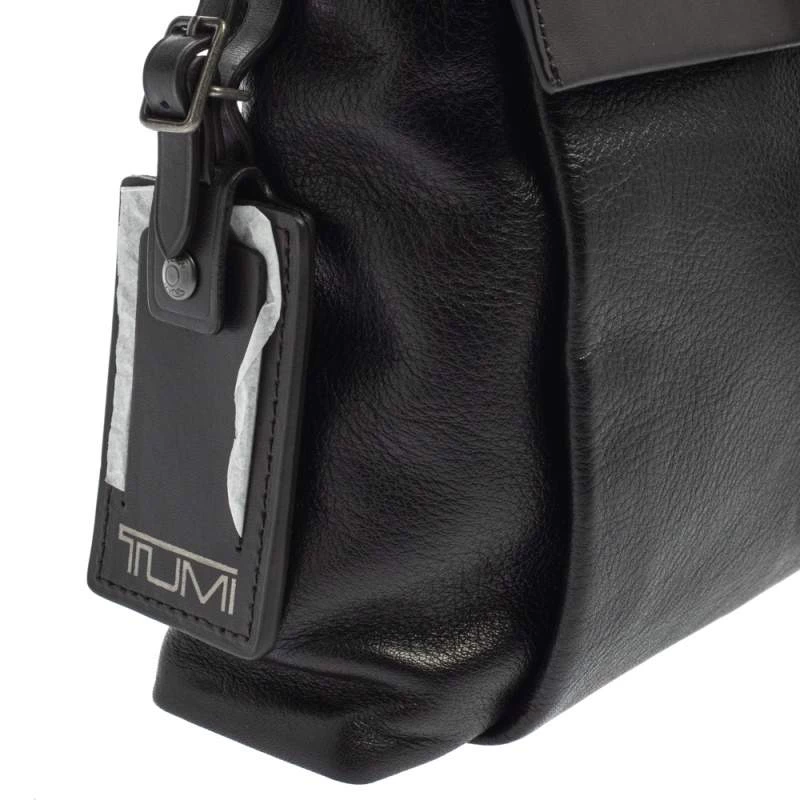 Tumi Black Leather DFO Monroe Oxford Top Zip Flap Messenger Bag For Men - Image 5