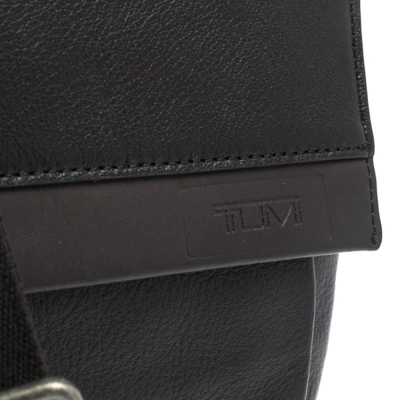Tumi Black Leather DFO Monroe Oxford Top Zip Flap Messenger Bag For Men - Image 6