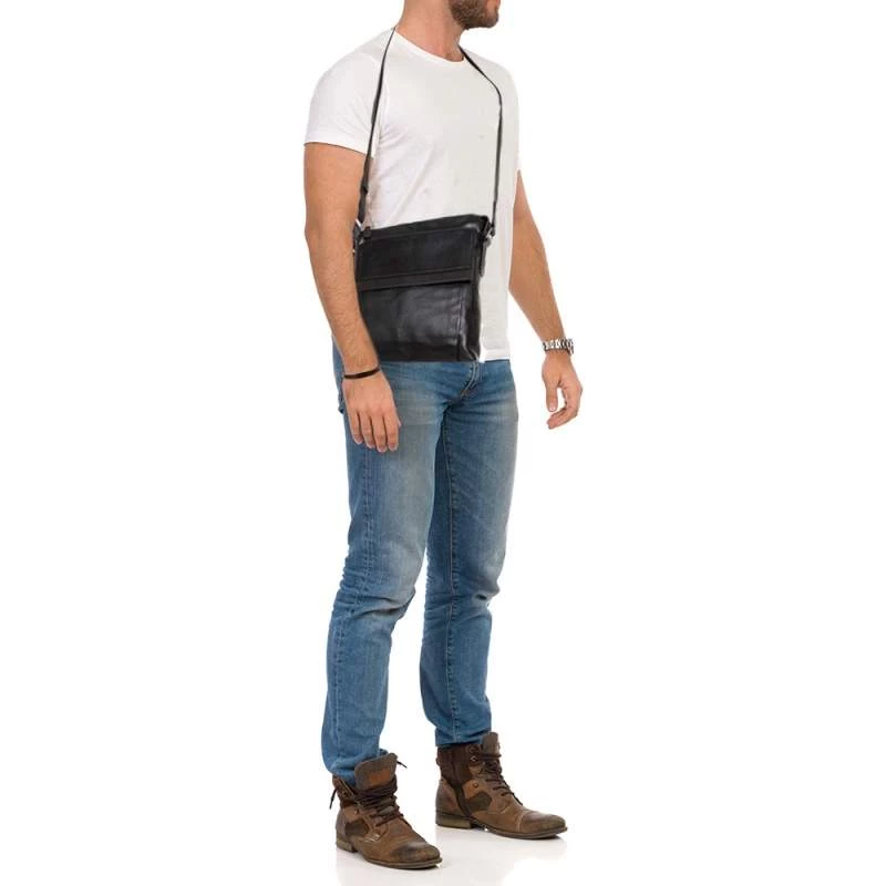 Tumi Black Leather DFO Monroe Oxford Top Zip Flap Messenger Bag For Men - Image 2