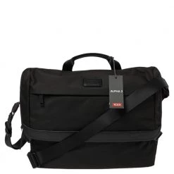 Tumi Black Nylon Alpha Flap Laptop Bag For Men