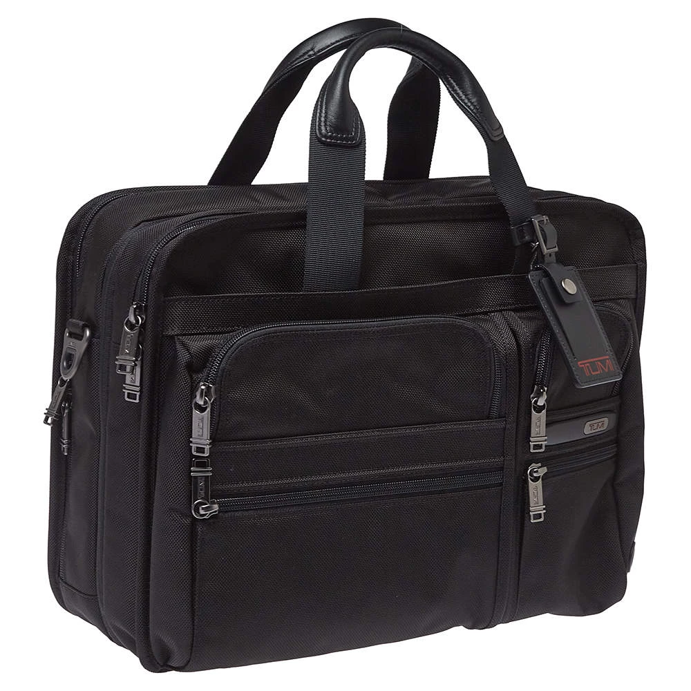 TUMI Black Nylon And Leather DFO Expandable Organizer Laptop Briefcase For Men - Image 3