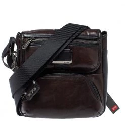Tumi Brown/Black Leather Barton Crossbody Bag For Men
