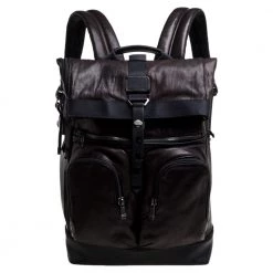 TUMI Black/Metallic Bronze London Roll Top Backpack For Men