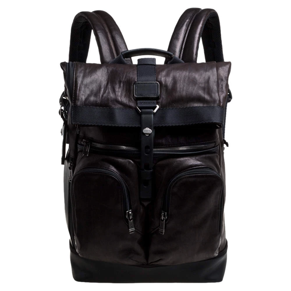 TUMI Black/Metallic Bronze London Roll Top Backpack For Men