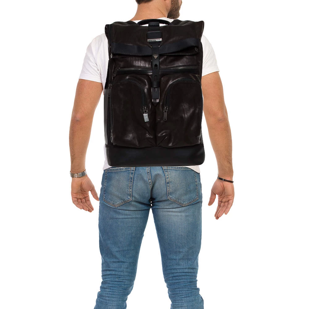 TUMI Black/Metallic Bronze London Roll Top Backpack For Men - Image 2