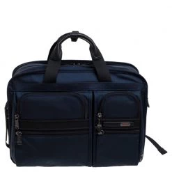 Tumi Blue/Black Nylon Three Way Briefcase Bag For Men