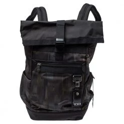TUMI Black/Khaki Nylon Birch Roll Top Backpack For Men