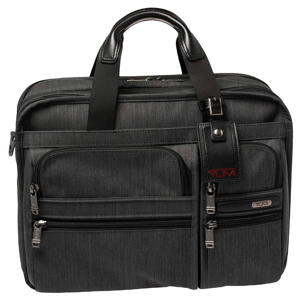 TUMI Grey Nylon Gen 4.2 Expandable Organizer Laptop Briefcase For Men