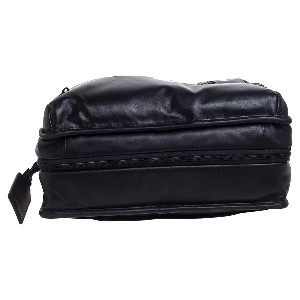 TUMI Black Leather Expandable Organizer Computer Briefcase For Men - Image 8