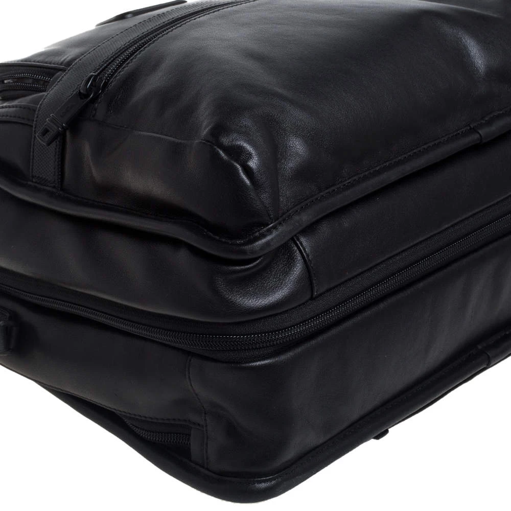 TUMI Black Leather Expandable Organizer Computer Briefcase For Men - Image 13