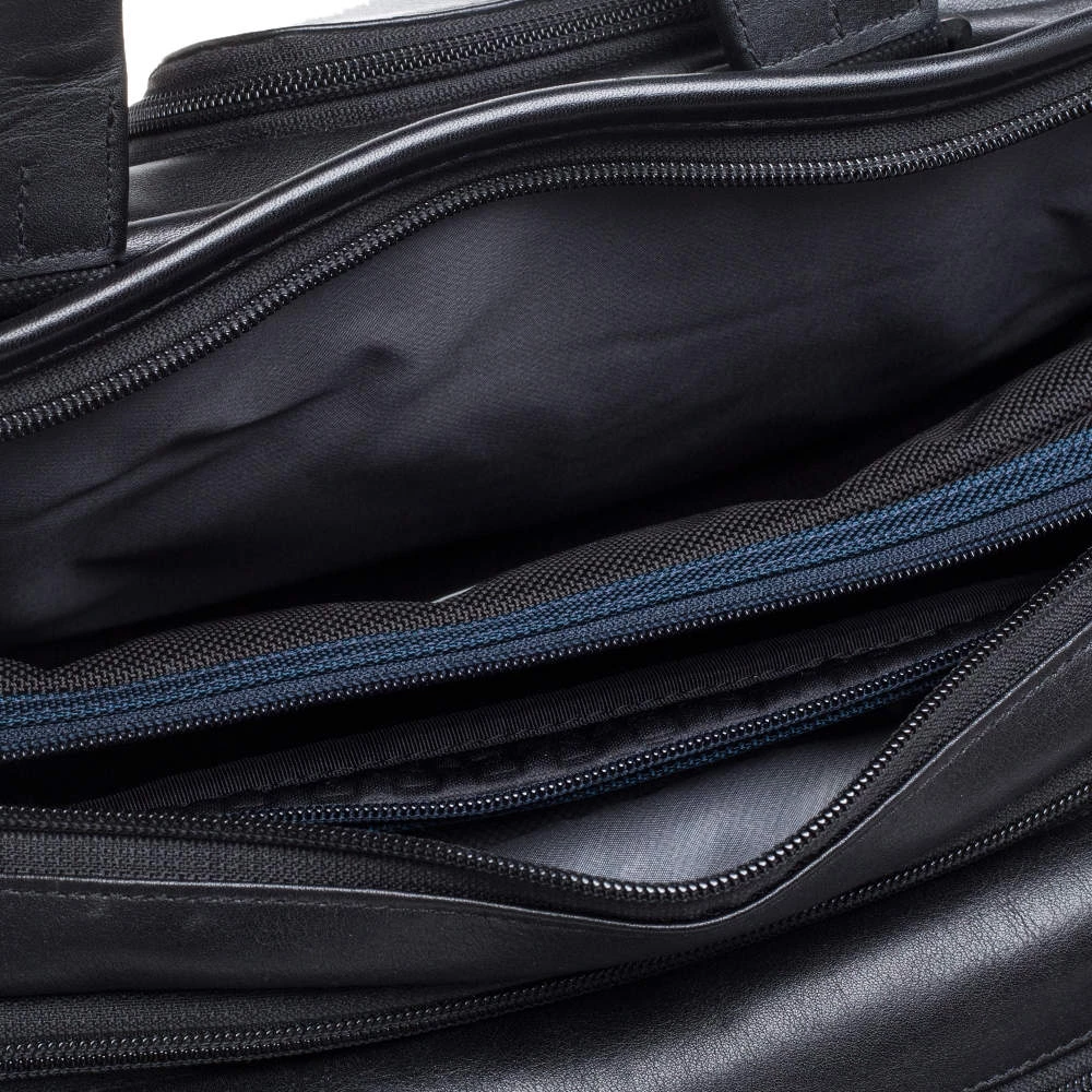 TUMI Black Leather Expandable Organizer Computer Briefcase For Men - Image 9