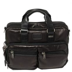 TUMI Metallic Brown Leather Alpha Bravo Andersen Slim Commuter Briefcase For Men