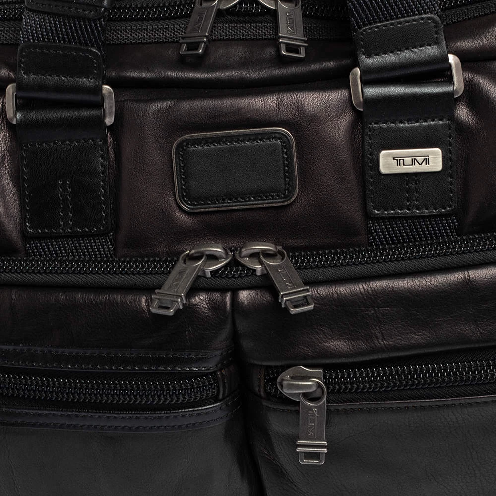 TUMI Metallic Dark Brown Leather Alpha Bravo Andersen Slim Commuter Briefcase For Men - Image 5