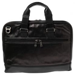 TUMI Brown Leather Alpha Bravo Andrew Slim Briefcase For Men