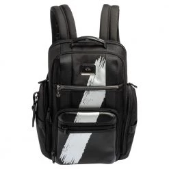 TUMI Black/Silver Nylon Alpha Bravo Sheppard Deluxe Backpack For Men