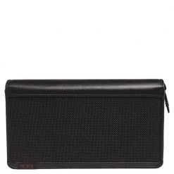 TUMI Black Nylon And Leather Zip Around Travel Wallet For Men