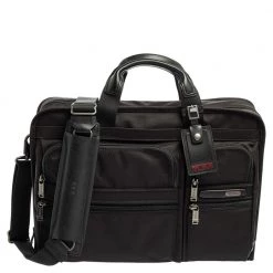 Tumi Black Nylon Large Compact Screen Laptop Briefcase For Men