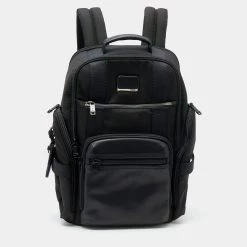 Tumi Black Nylon And Leather Alpha Bravo Sheppard Deluxe Brief Backpack For Men