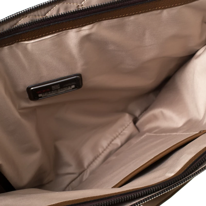 Tumi Brown Leather Seneca Slim Briefcase For Men - Image 7