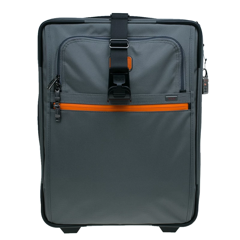 Tumi Grey/Orange Nylon Alpha 2 Expandable 2 Wheel Carry On Luggage For Men