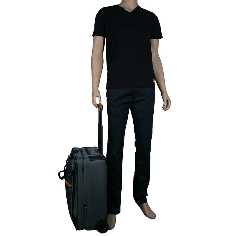 Tumi Grey/Orange Nylon Alpha 2 Expandable 2 Wheel Carry On Luggage For Men - Image 2