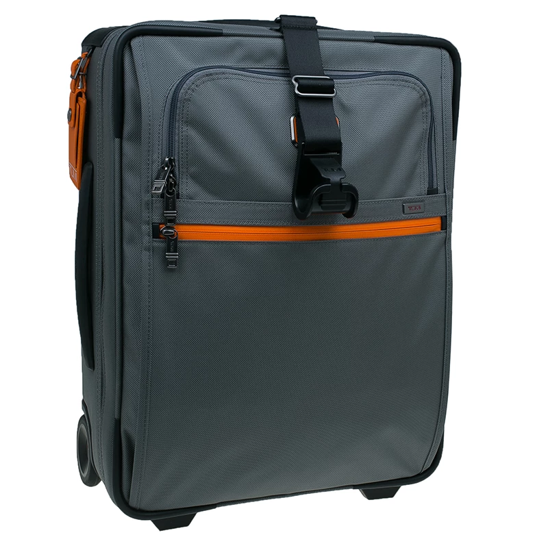 Tumi Grey/Orange Nylon Alpha 2 Expandable 2 Wheel Carry On Luggage For Men - Image 3