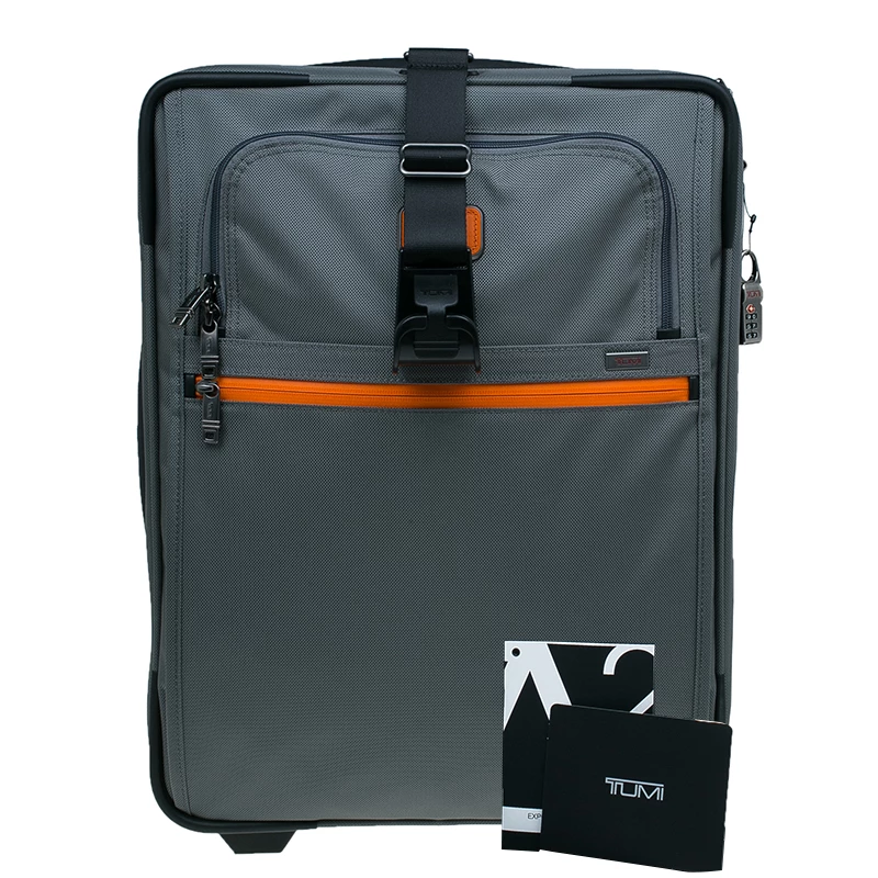 Tumi Grey/Orange Nylon Alpha 2 Expandable 2 Wheel Carry On Luggage For Men - Image 18