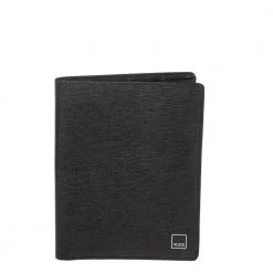 Tumi Black Textured Leather Passport Case For Men