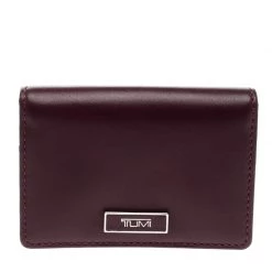 Tumi Burgundy Leather Card Case For Men