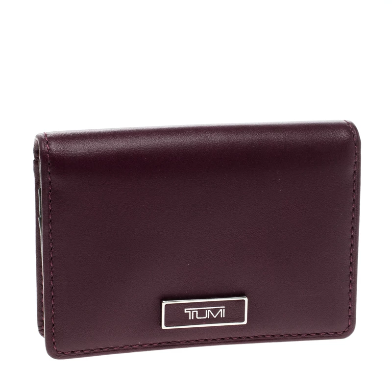 Tumi Burgundy Leather Card Case For Men - Image 3