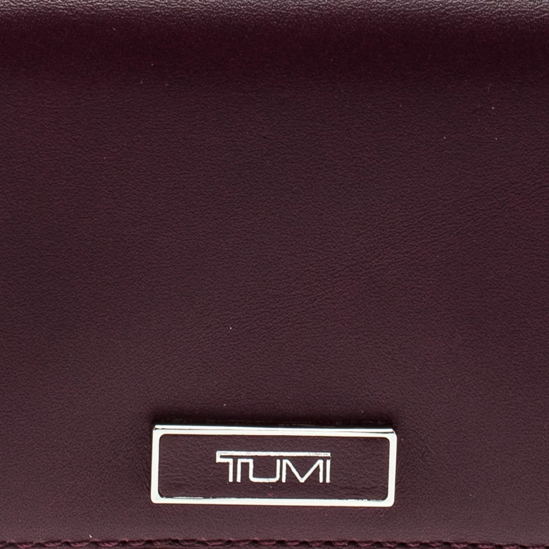 Tumi Burgundy Leather Card Case For Men - Image 5