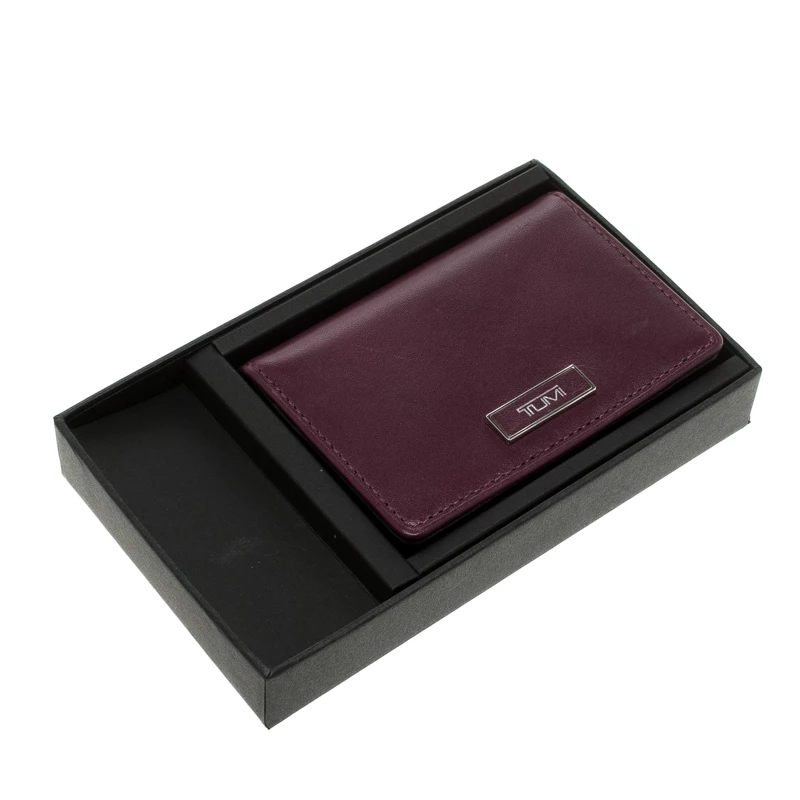 Tumi Burgundy Leather Card Case For Men - Image 8