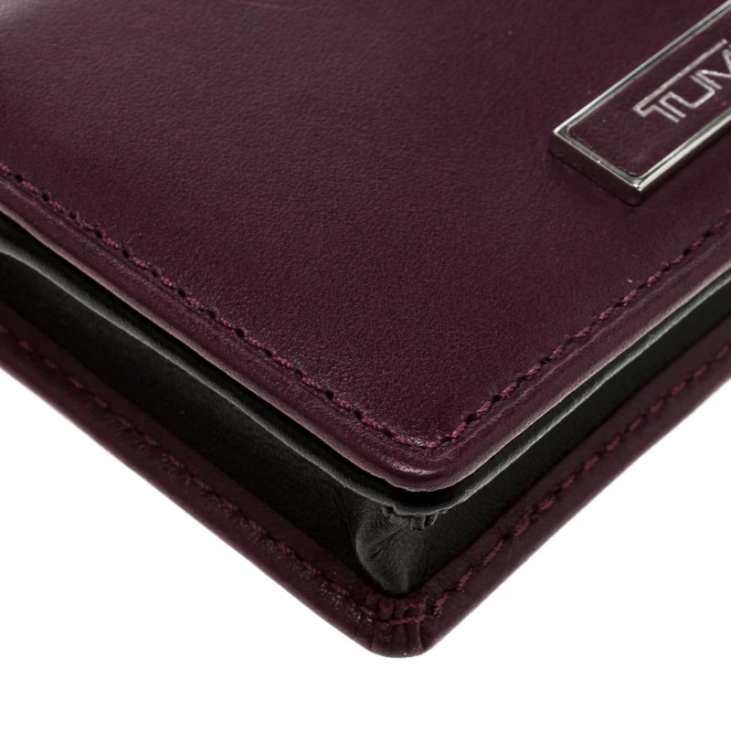 Tumi Burgundy Leather Card Case For Men - Image 9