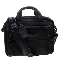 Tumi Black Nylon Alpha T-Pass Expandable Laptop Bag For Men