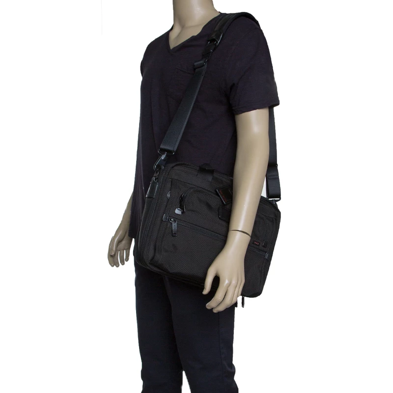 Tumi Black Nylon Alpha T-Pass Expandable Laptop Bag For Men - Image 2