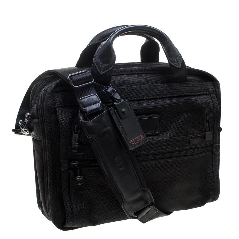 Tumi Black Nylon Alpha T-Pass Expandable Laptop Bag For Men - Image 3
