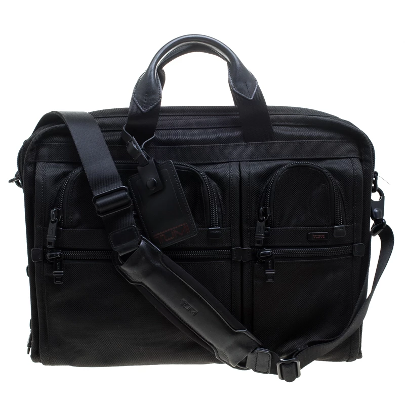 TUMI Black Nylon Alpha II T-Pass Laptop Bag For Men