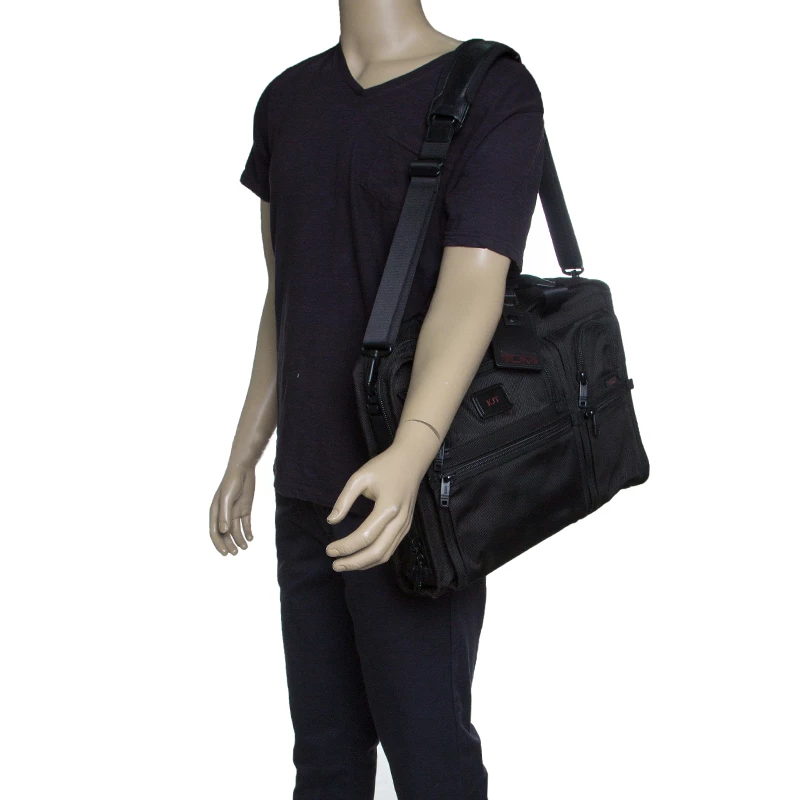 TUMI Black Nylon Alpha II T-Pass Laptop Bag For Men - Image 2