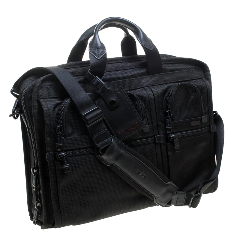 TUMI Black Nylon Alpha II T-Pass Laptop Bag For Men - Image 3
