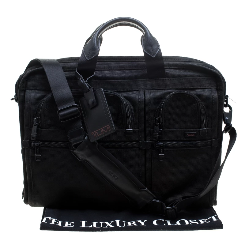 TUMI Black Nylon Alpha II T-Pass Laptop Bag For Men - Image 9