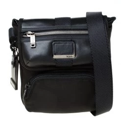 Tumi Black Nylon And Leather Alpha Bravo Braton Crossbody Bag For Men