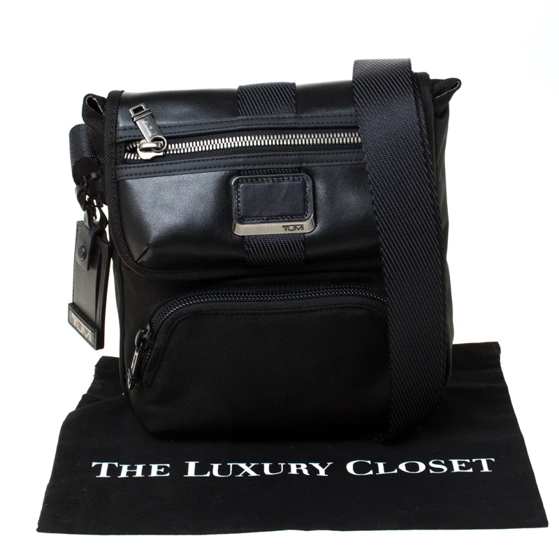 Tumi Black Nylon And Leather Alpha Bravo Braton Crossbody Bag For Men - Image 9