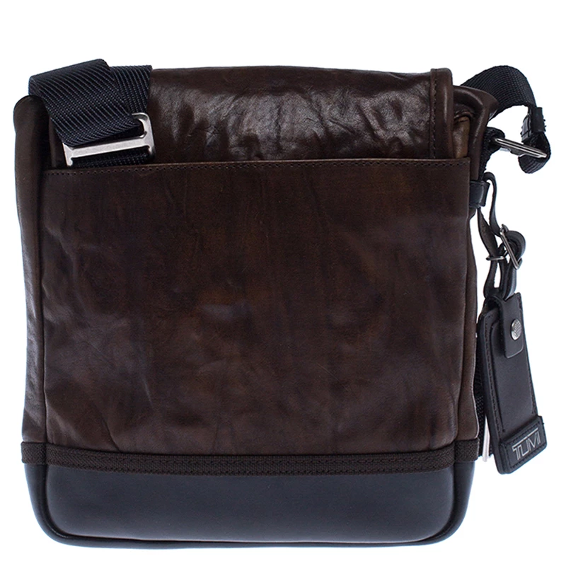 TUMI Brown/Black Leather Alpha Bravo Barstow Messenger Bag For Men - Image 4