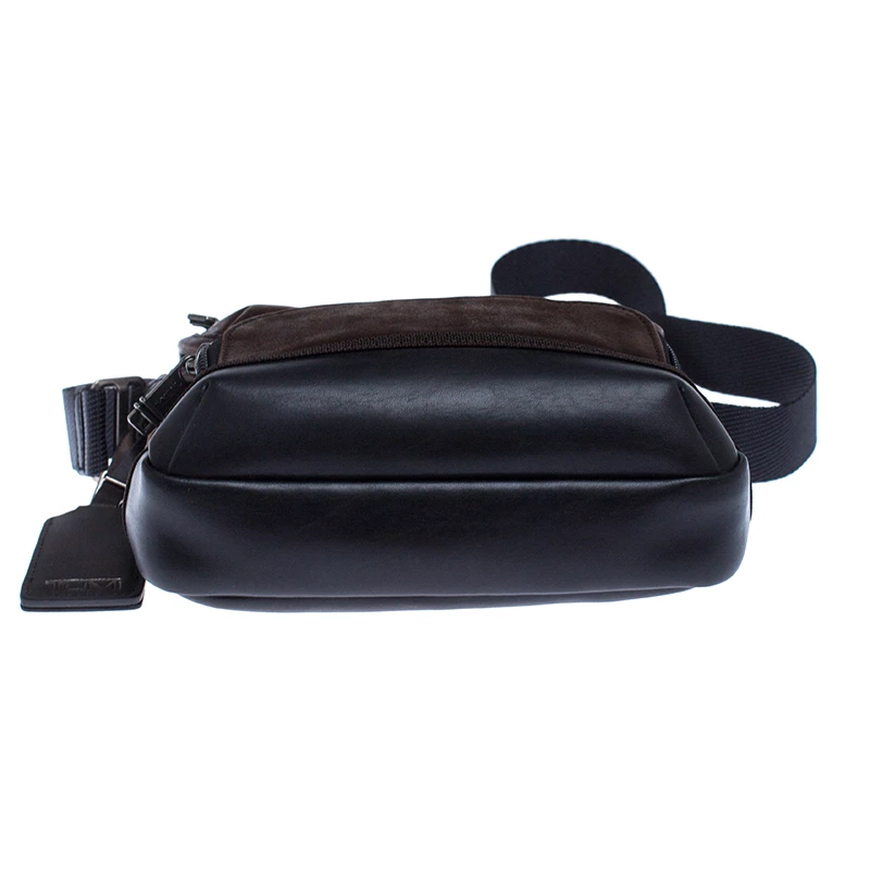 TUMI Brown/Black Leather Alpha Bravo Barstow Messenger Bag For Men - Image 6