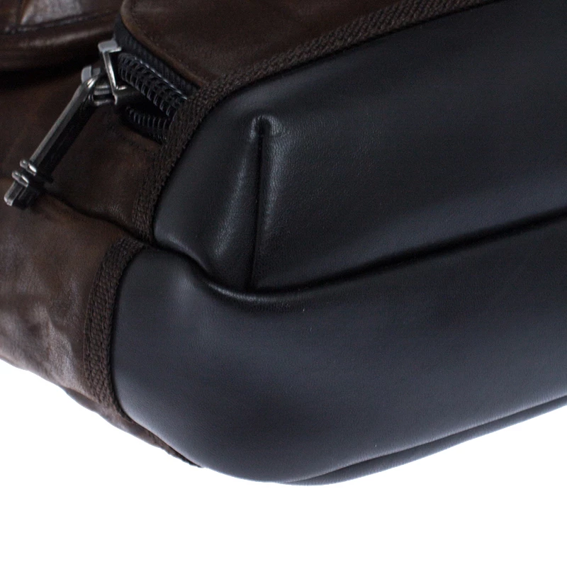 TUMI Brown/Black Leather Alpha Bravo Barstow Messenger Bag For Men - Image 11